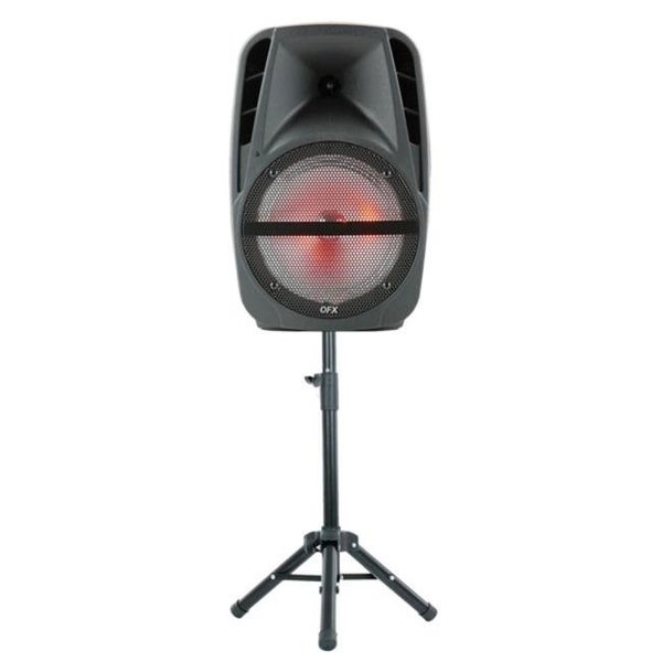 Qfx Qfx RA53944 15 in. Portable Party Speaker with Wireless Microphone & Stand; Black RA53944